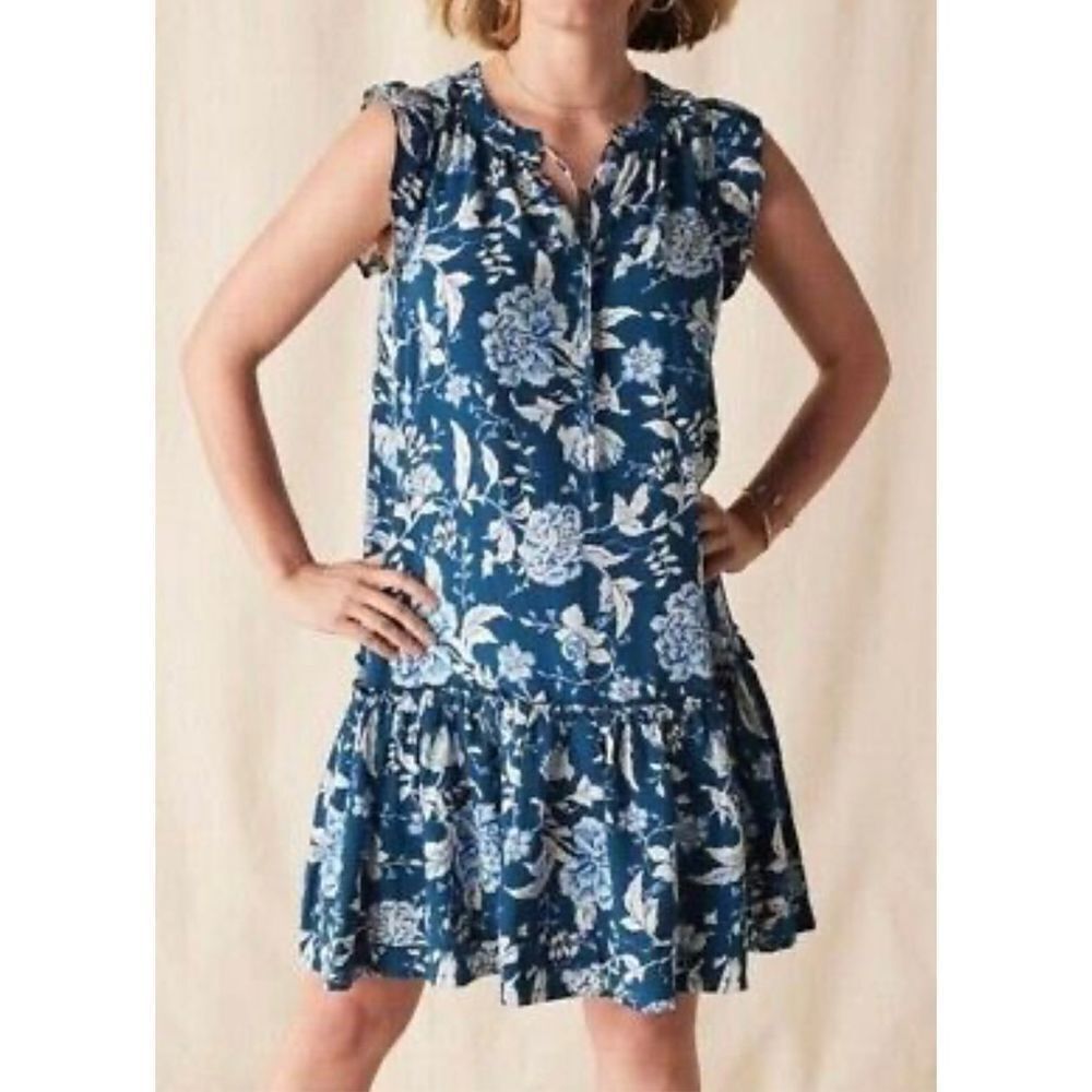 Matilda Jane Sleeveless Enchanted Garden Above Knee Dress Serenity Blue Floral M